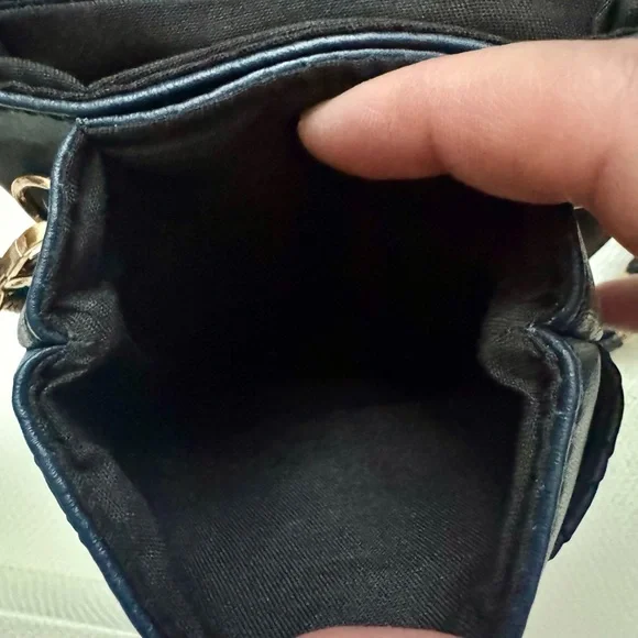 Navy Woven Vegan Leather Crossbody or Wristlet Bag (2 Straps) - Picture 7 of 11